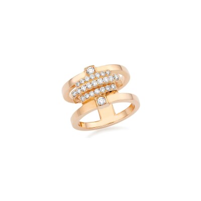 Retro Casablanca ring, rose gold and diamonds