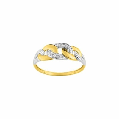 Bague en or blanc, or jaune et diamants de 0.01ct