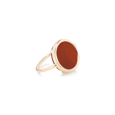 Bague Ginette NY BABY DISC RINGS en or rose et agate rouge