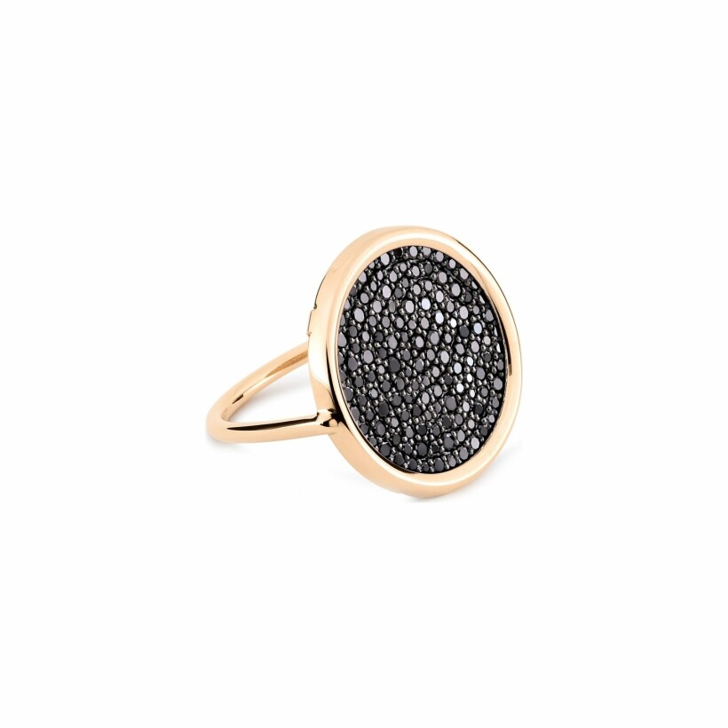 GINETTE NY DISC RINGS ring, rose gold and black diamonds