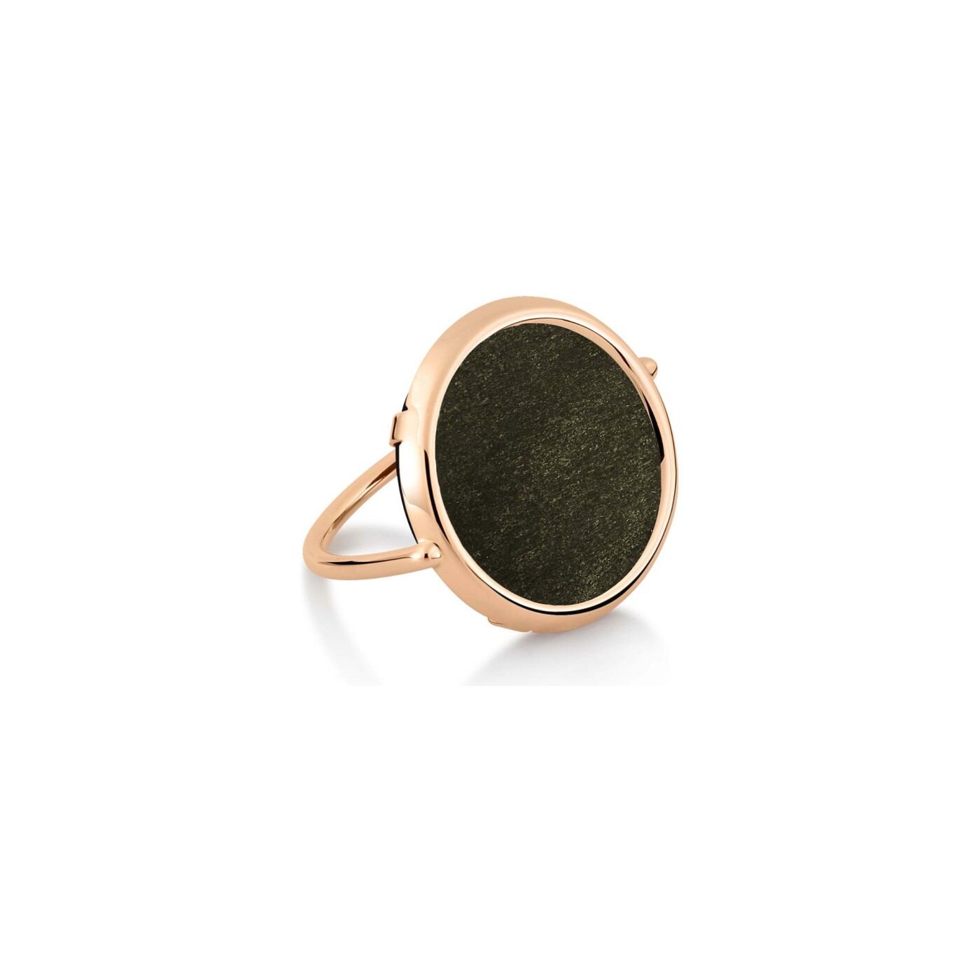 Bague GINETTE NY DISC RINGS en or rose et obsidienne