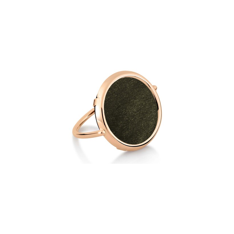 GINETTE NY DISC RINGS ring, rose gold and obsidian