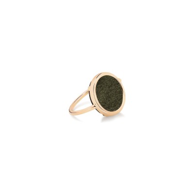 Bague Ginette NY BABY DISC RING en or rose et obsidienne