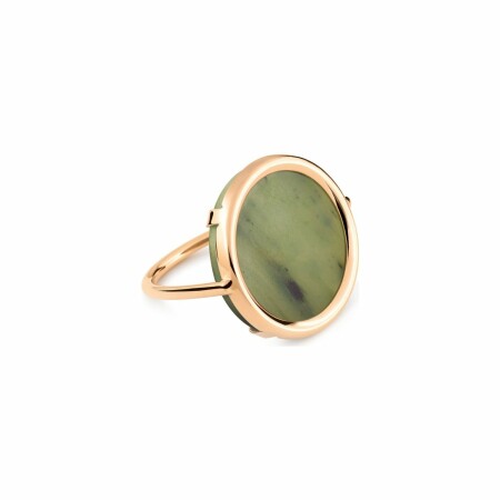 Bague GINETTE NY DISC RINGS en or rose et jade