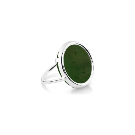 Bague GINETTE NY DISC RINGS en or blanc et jade