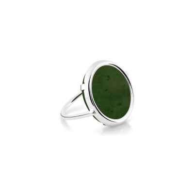 Bague Ginette NY DISC RINGS en or blanc et jade