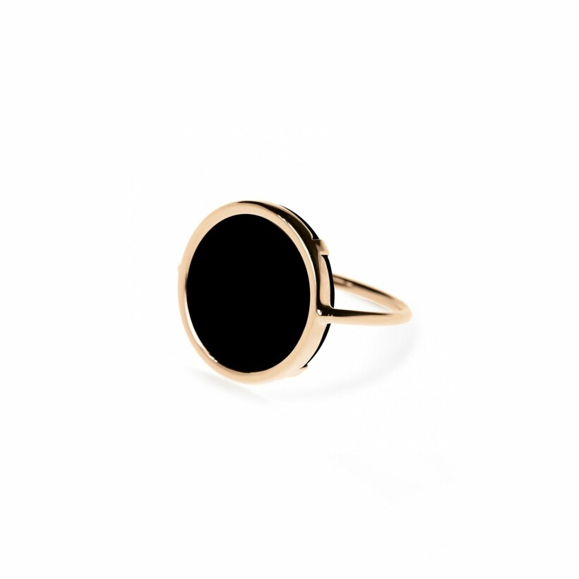 GINETTE NY DISC RING ring, rose gold and black onyx