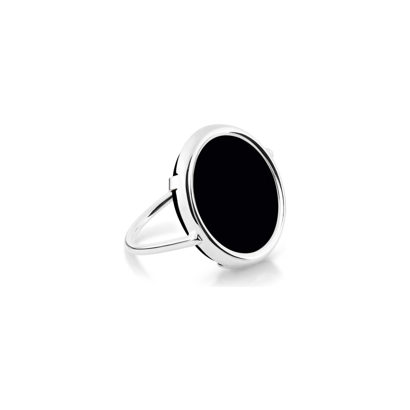 Bague GINETTE NY DISC RINGS en or blanc et onyx