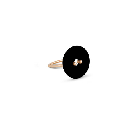 Bague GINETTE NY DONUT en or rose et onyx