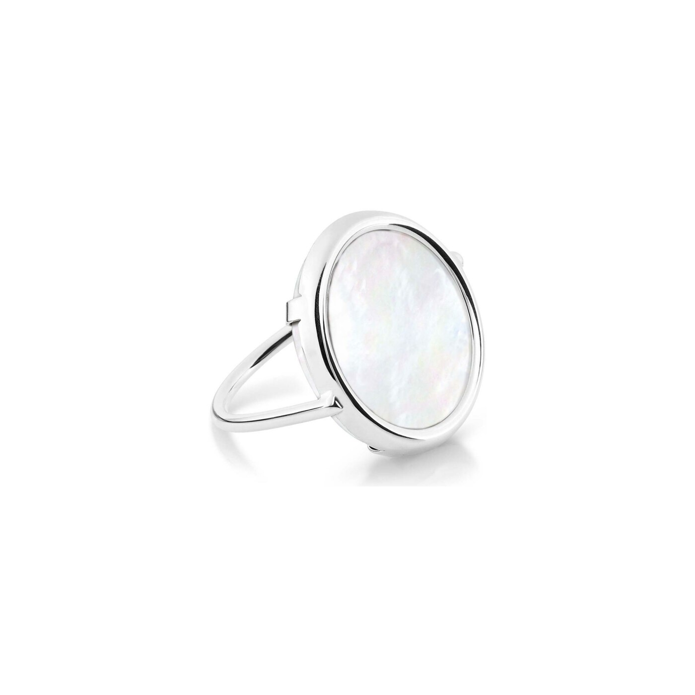 Bague GINETTE NY DISC RINGS en or blanc et nacre