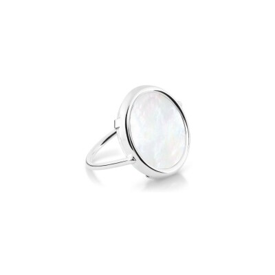 Bague Ginette NY DISC RINGS en or blanc et nacre