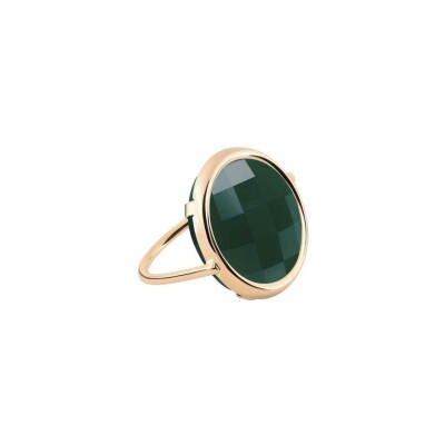 Bague Ginette NY DISC RINGS en or rose et agate verte
