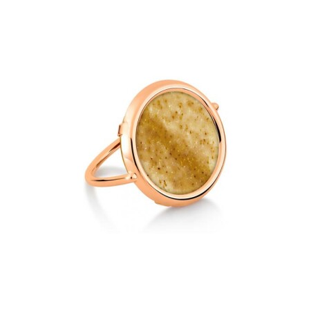 Bague GINETTE NY DISC RING en or rose et jaspe