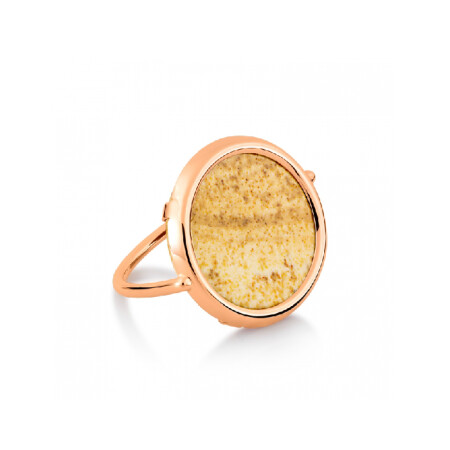 Bague GINETTE NY DISC RING en or rose et jaspe