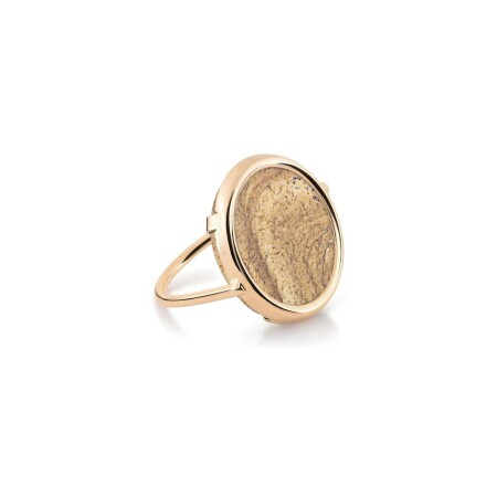 GINETTE NY DISC RING, rose gold and jasper