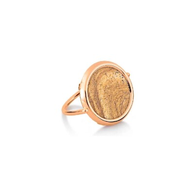 GINETTE NY DISC RING, rose gold and jasper