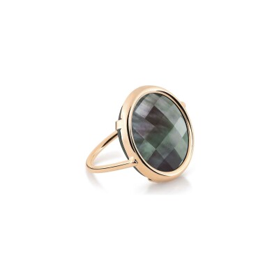 Bague Ginette NY DISC RINGS en or rose et nacre noire