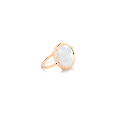 Bague Ginette NY BABY DISC RING en or rose et pierre de lune