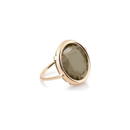 Bague Ginette NY DISC RINGS en or rose et quartz fumé