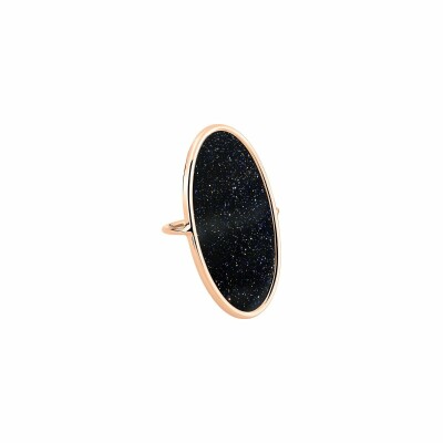 Ginette NY ELLIPSES & SEQUINS ring, rose gold and blue sandstone