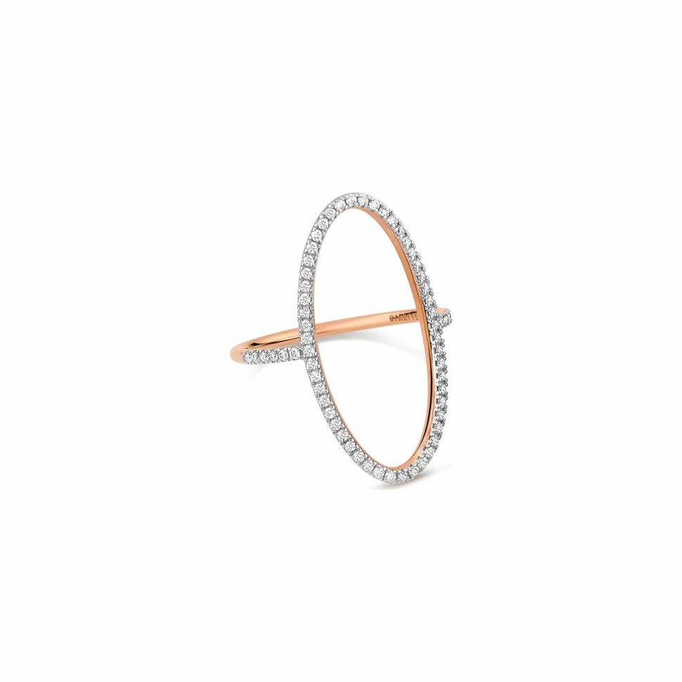 Bague GINETTE NY ELLIPSES & SEQUINS en or rose et diamants