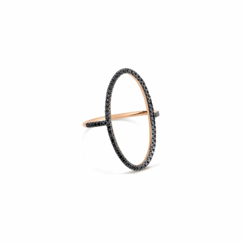 GINETTE NY ELLIPSES & SEQUINS ring, rose gold and black diamonds