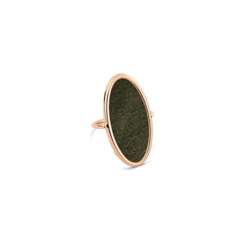 GINETTE NY ELLIPSES & SEQUINS ring, rose gold and obsidian