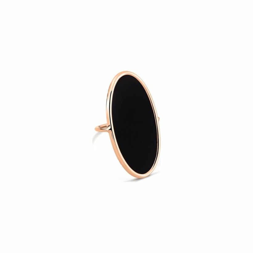 GINETTE NY ELLIPSES & SEQUINS ring, rose gold and onyx, large