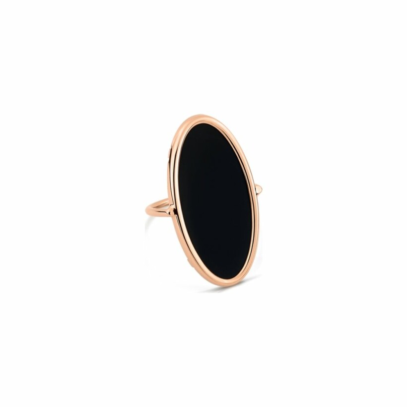 GINETTE NY ELLIPSES & SEQUINS ring, rose gold and onyx