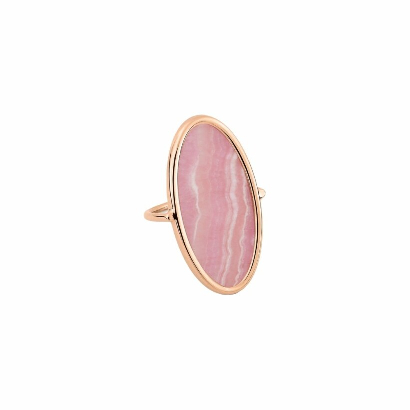 Ginette NY ELLIPSES & SEQUINS ring, rhodocrosite and rose gold