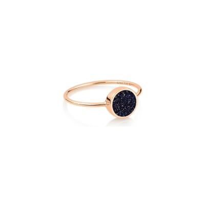 Bague Ginette NY MINI EVER DISC RING en or rose et blue sand stone