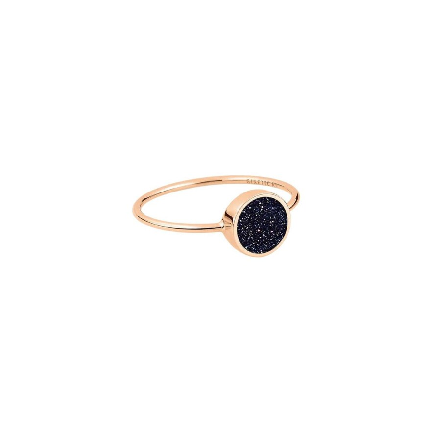 Bague Ginette NY DISC RING en or rose et blue sand stone