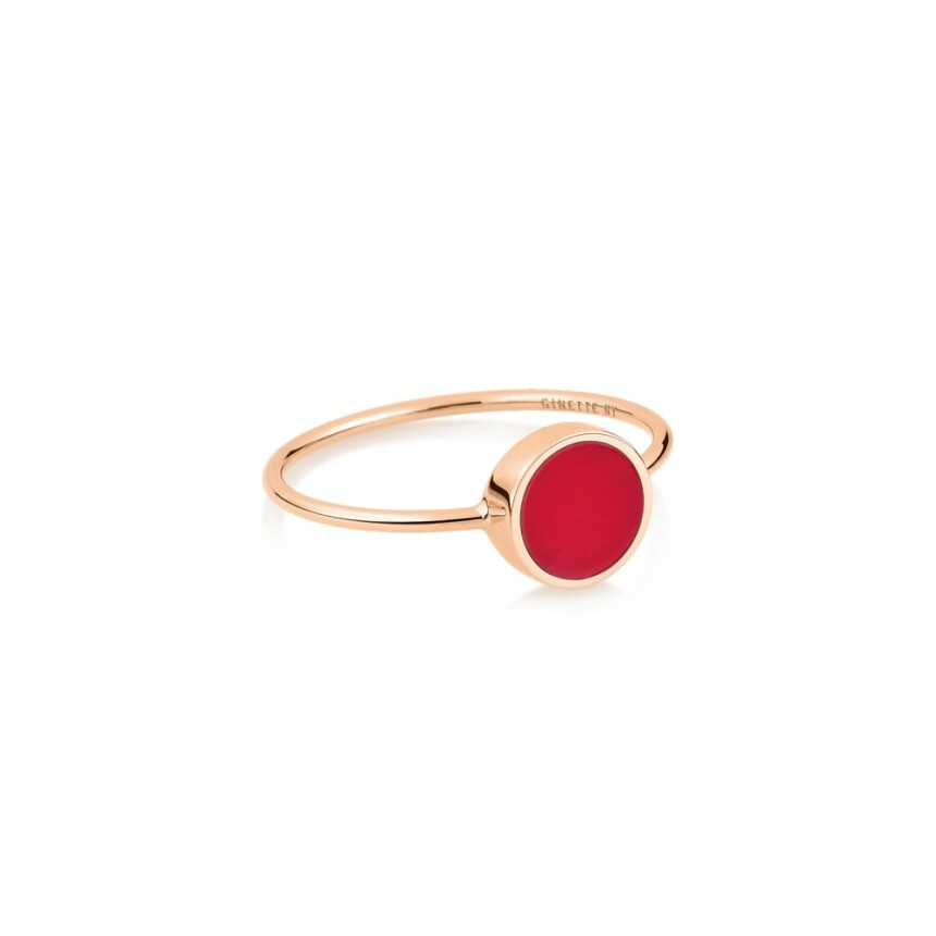 Ginette NY Mini EVER Disc ring, rose gold and red coral