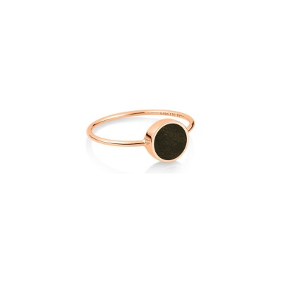 Bague Ginette NY MINI EVER DISC RING en or rose et obsidienne