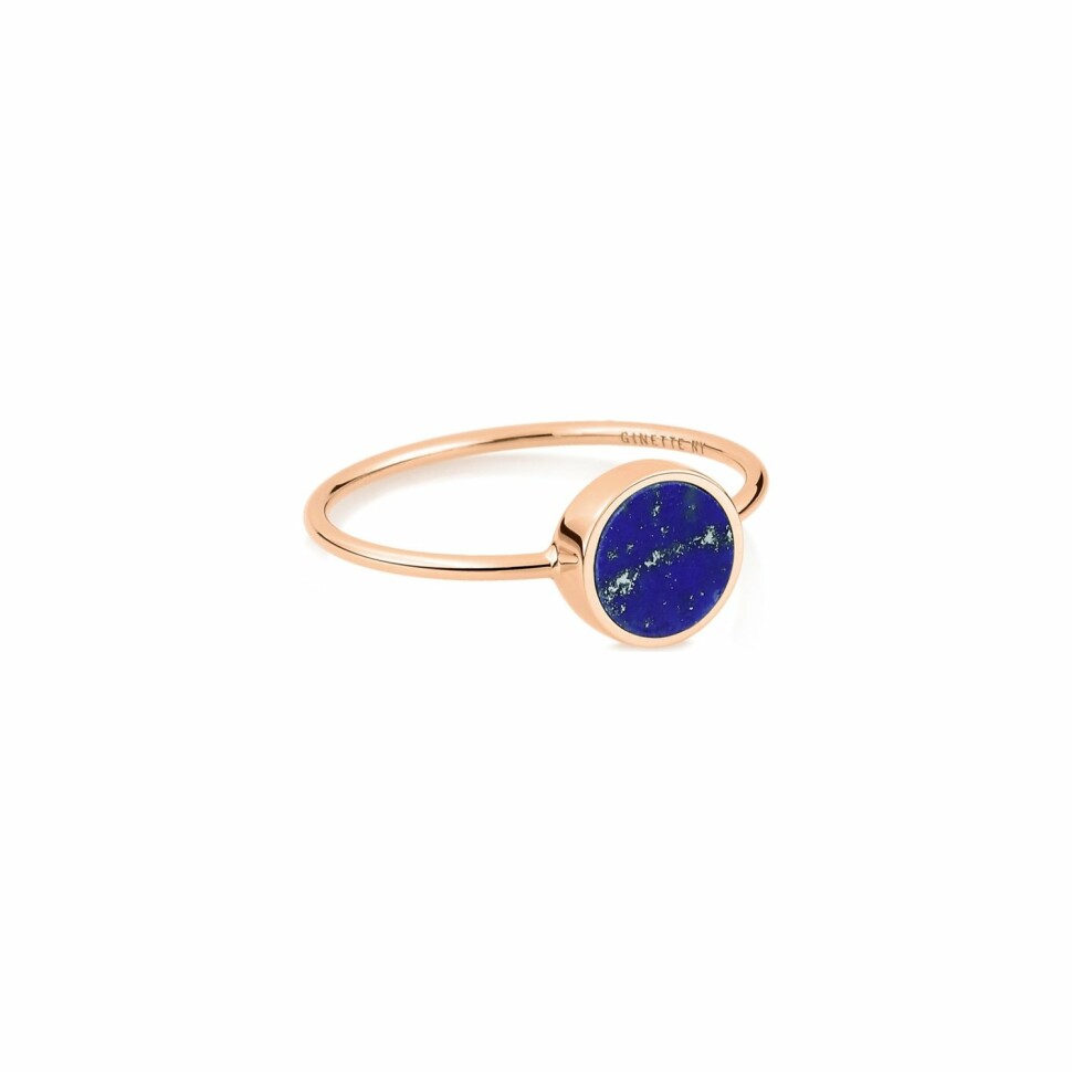 Bague Ginette NY Mini Ever en or rose et lapis lazuli