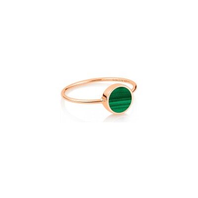 Bague Ginette NY MINI EVER DISC RING en or rose et malachite