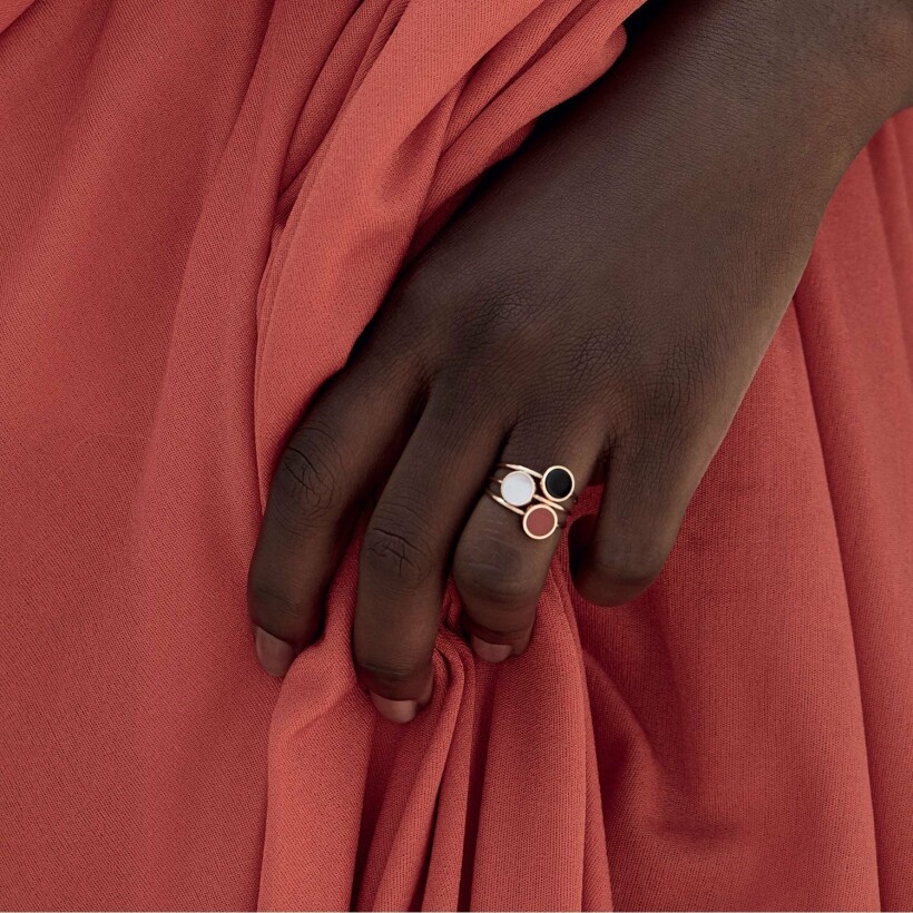 Ginette NY Mini EVER Disc ring, rose gold and red coral