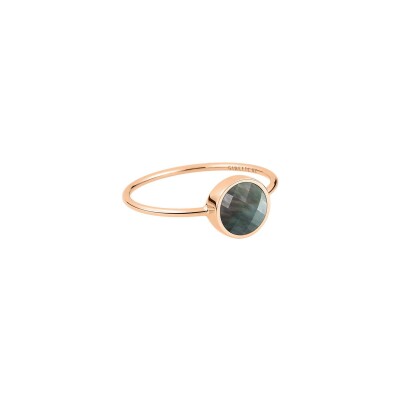 Bague Ginette NY MINI EVER en or rose et nacre noire