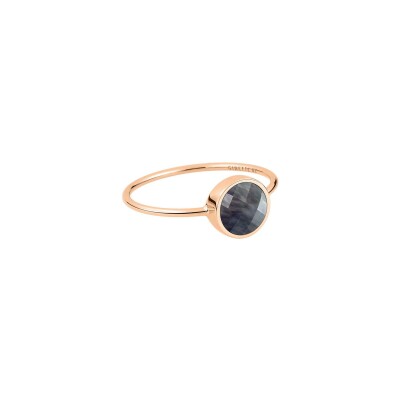 Bague Ginette NY MINI EVER en or rose et nacre noire