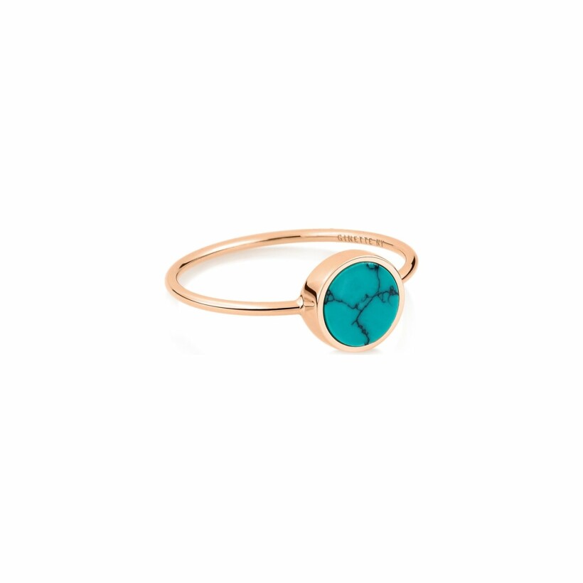 Ginette NY MINI EVER ring, rose gold and turquoise