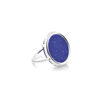 Bague Ginette NY DISC RINGS en or blanc et lapis lazuli