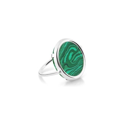 Bague Ginette NY DISC RINGS en or blanc et malachite