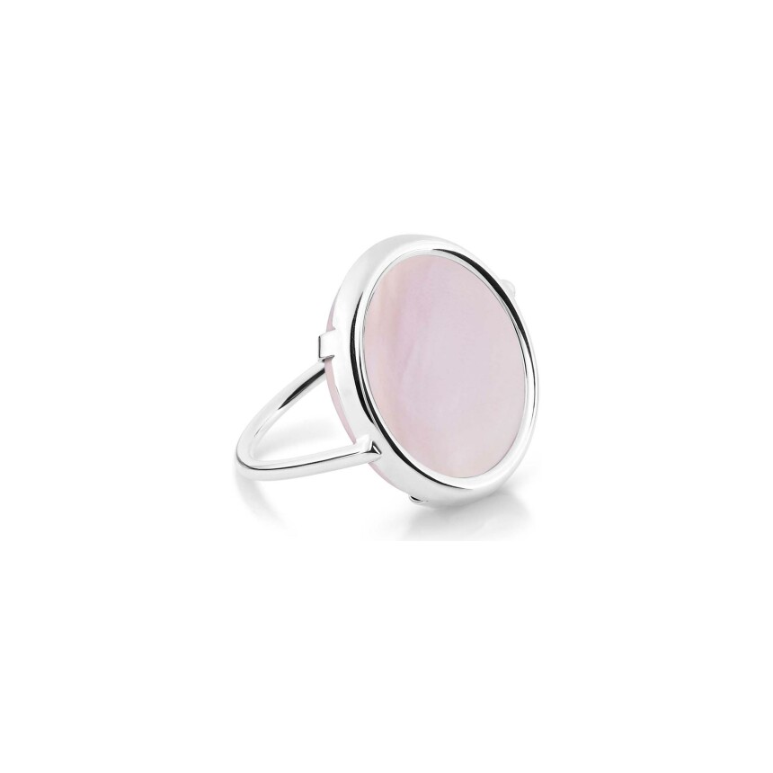 Bague GINETTE NY DISC RINGS EVER en or blanc et nacre rose