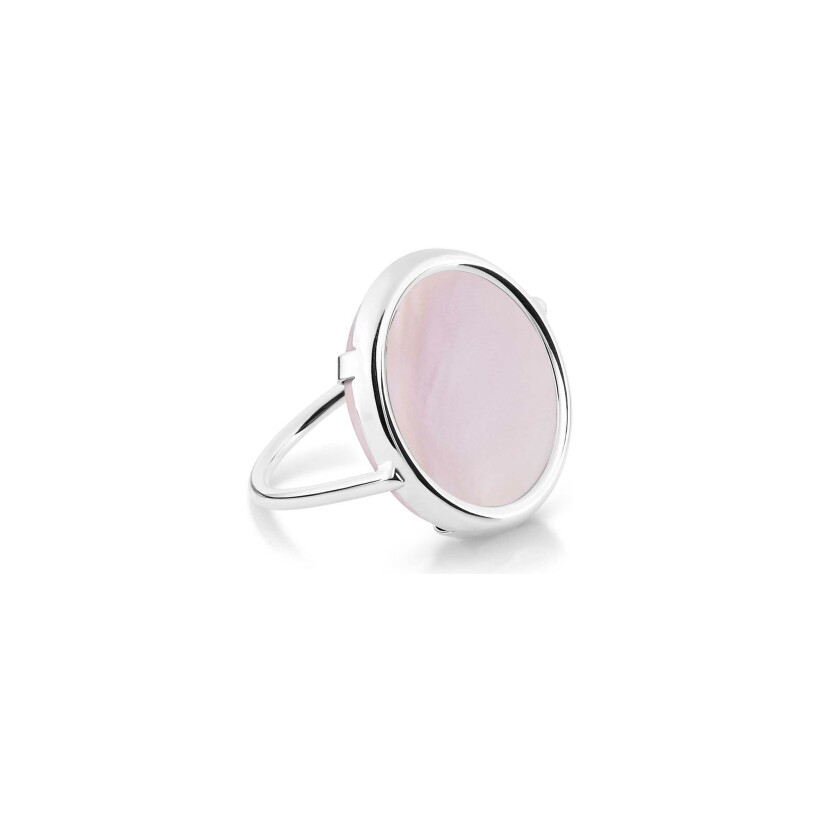 GINETTE NY DISC RINGS EVER ring, white gold and pink mother-of-pearl