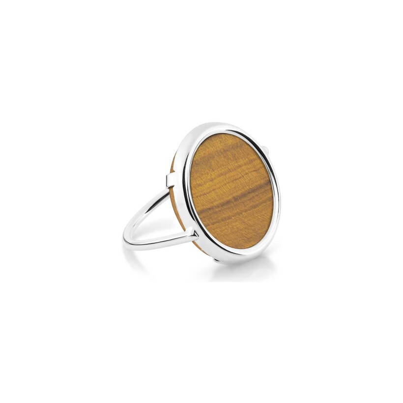 GINETTE NY DISC RINGS ring, white gold and tiger's eye