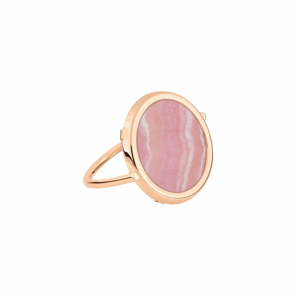 Bague Ginette NY FRENCH KISS disc en rhodocrosite et or rose