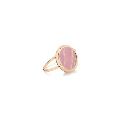 Bague Ginette NY BABY DISC RING en or rose et rhodochrosite