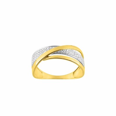 Bague en or jaune, or blanc et diamants