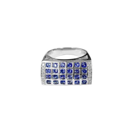 Bague Isabelle Barrier en or blanc, saphir et diamants, taille 53