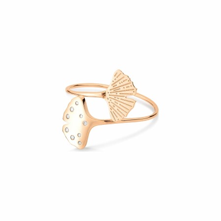 Bague GINETTE NY GINGKO en or rose et diamant